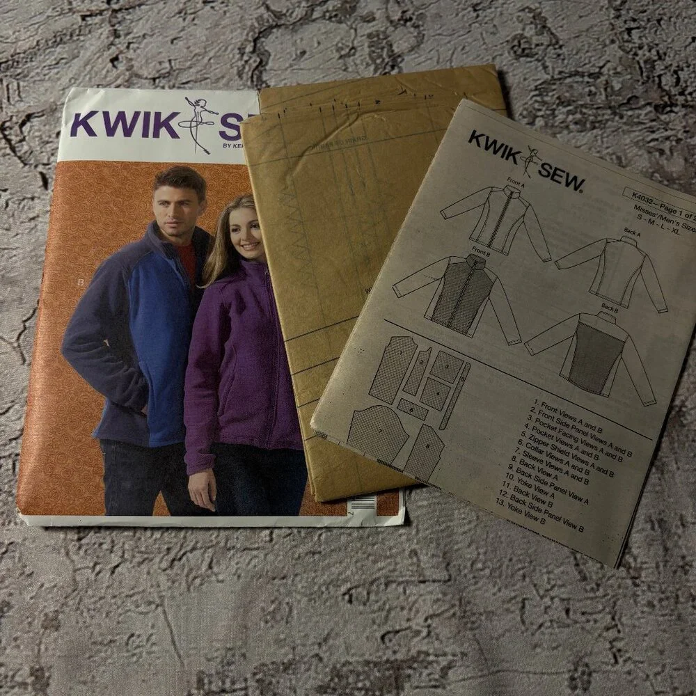 Kwik Sew Pattern K4032 for UnisexZip Front Jacket
